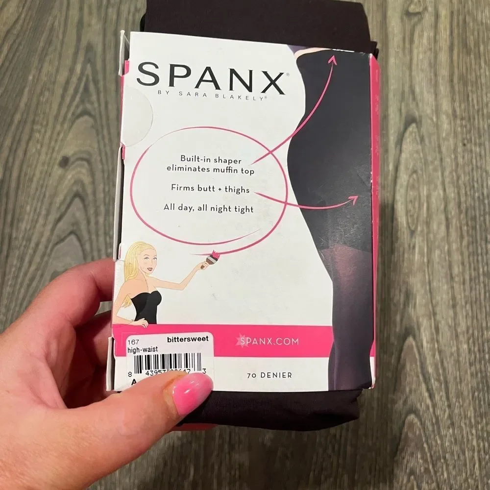 NWT Spanx High Waisted Tights 70 Denier Opaque All Day Shaping Bittersweet Sz A